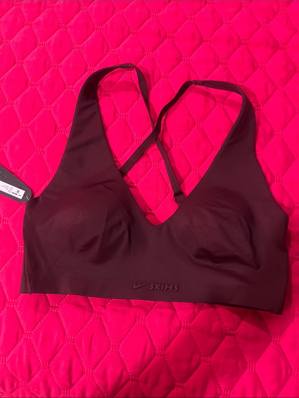 SKIMS Deep V Soft Bralette in Color Currant